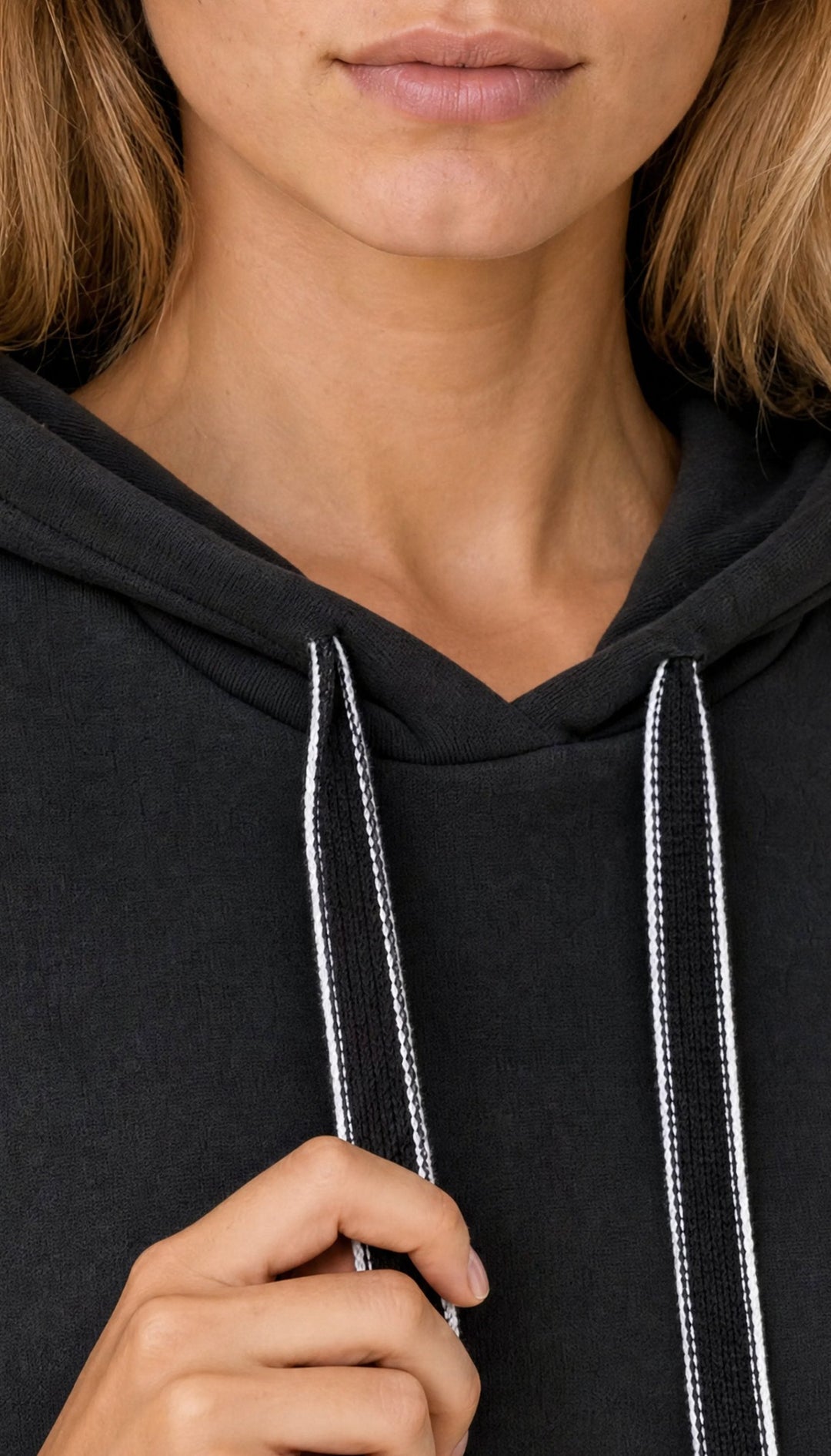 The Coastal Hoodie - Black - closeup1