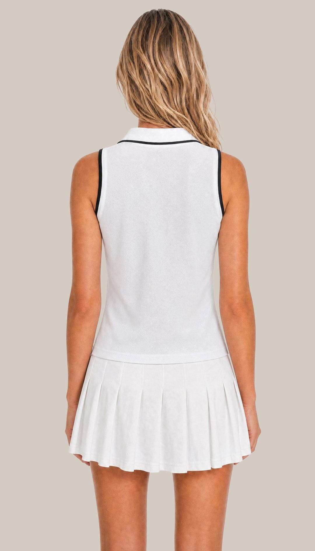 The Courtside Polo - White - back