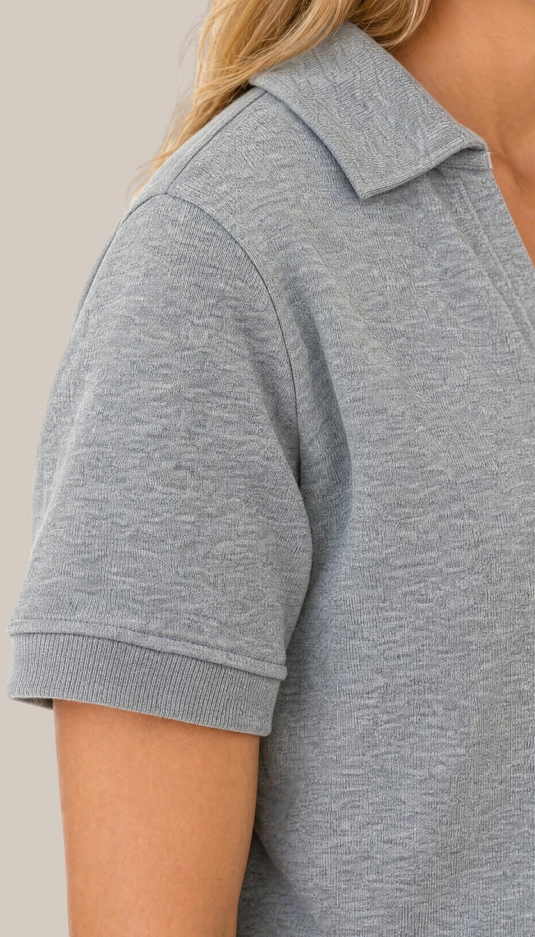 The Harbor Polo - Heather Grey - closeup1