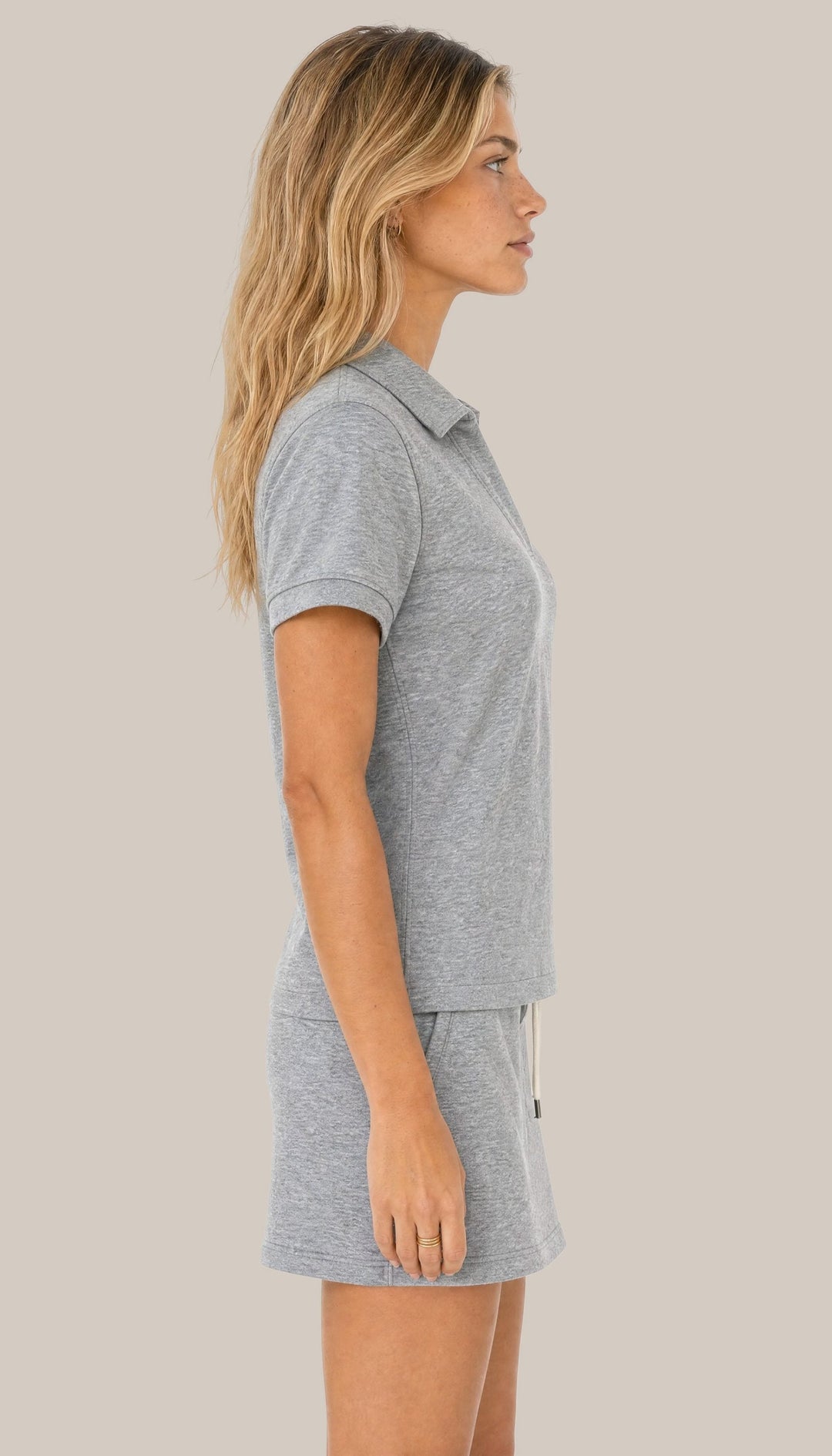 The Harbor Polo - Heather Grey - side